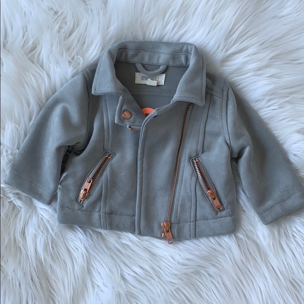 Baby Girl Gray Suede Moto Jacket